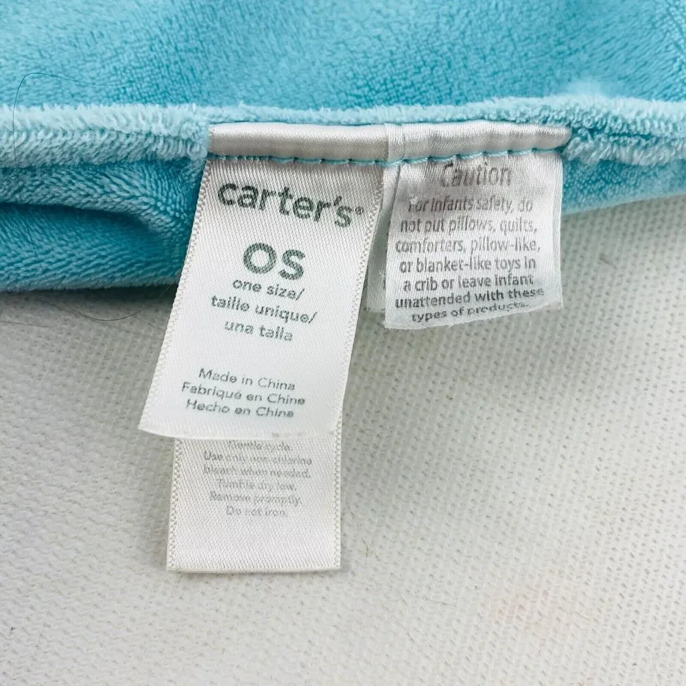Carters Elephant Lovey‎ Aqua Blue Security Blanket Rattle 15x7 Knotted